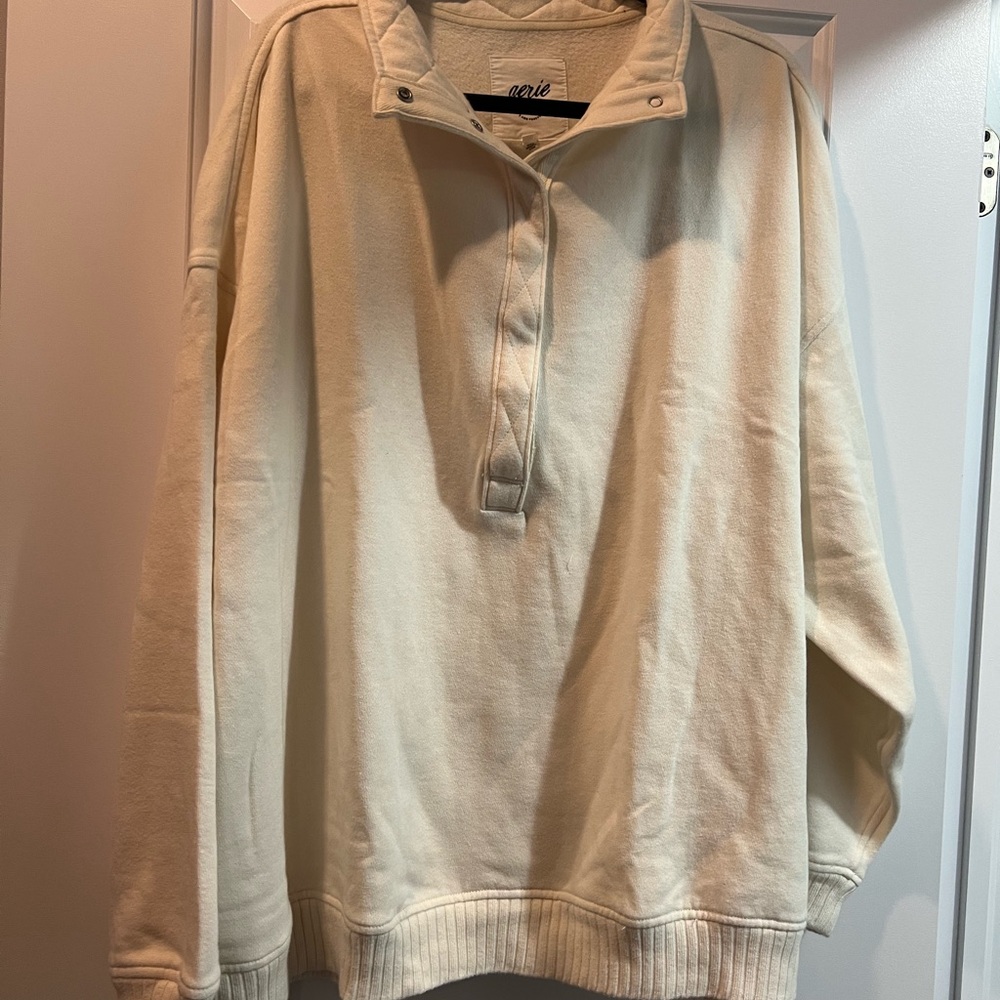 AERIE women’s  Cream Half-Zip Sweatshirt Pullover